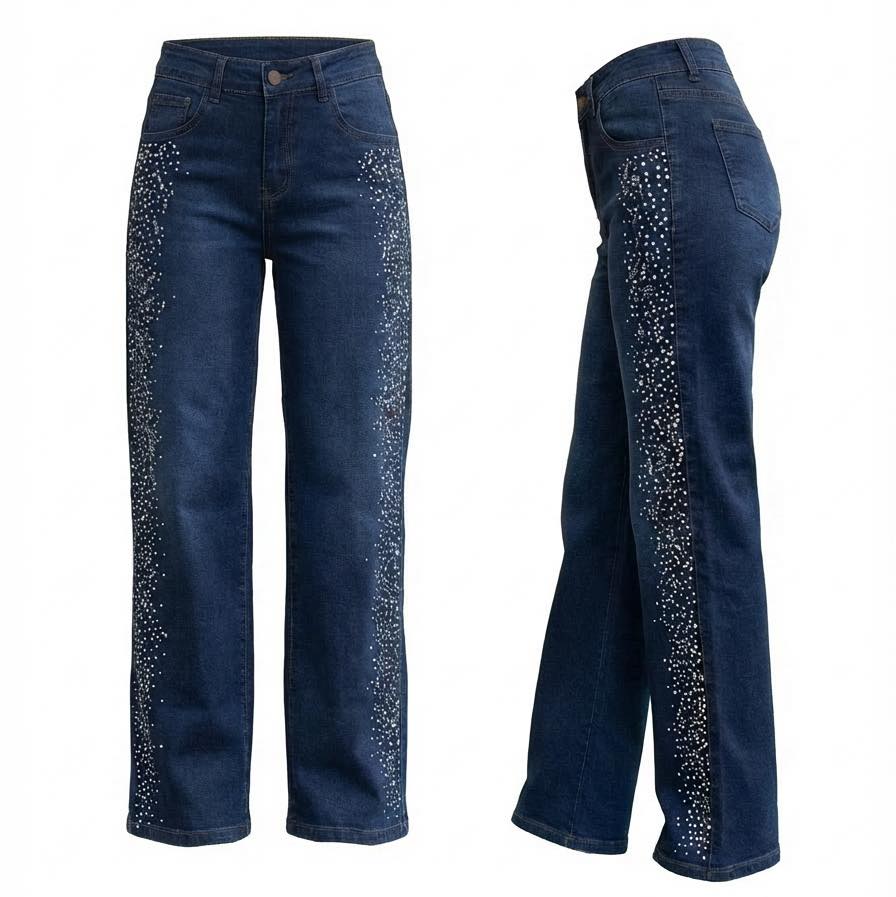 Jean azul oscuro strass